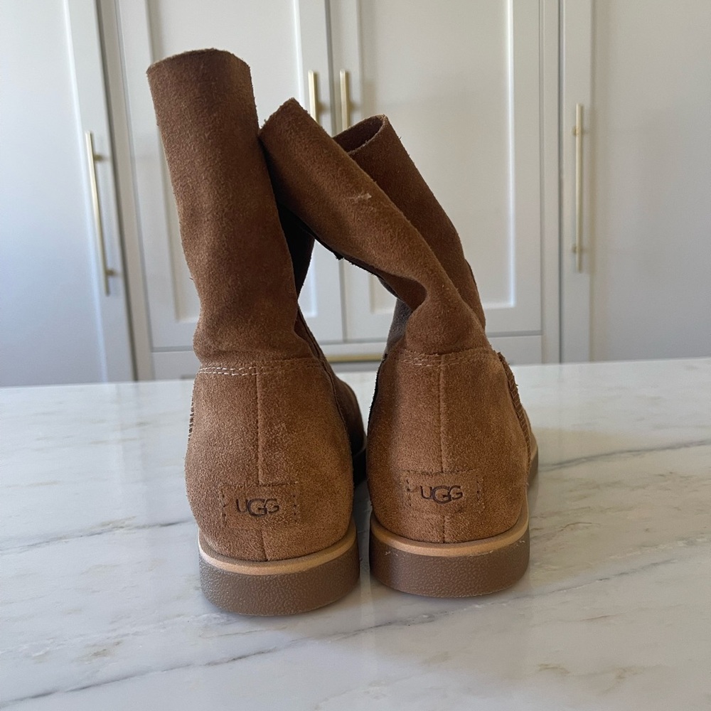 UGG Slouch Short Boots Booties, Sold Out!, Chestnut Suede Leather, Like New - Picture 6 of 15